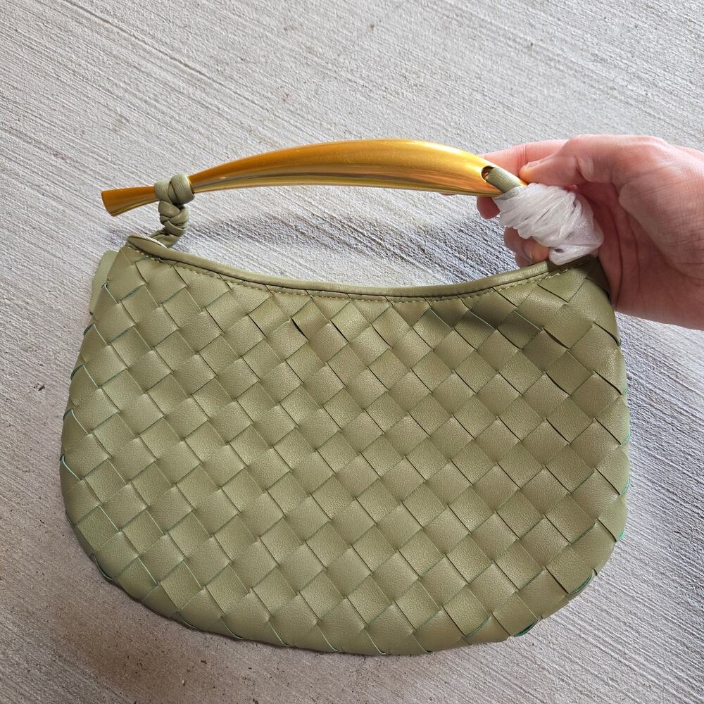 Sardine Leather Purse Venata Weave Cave Green Magnet Clutch Hand Bag NWT Preppy - Picture 3 of 5